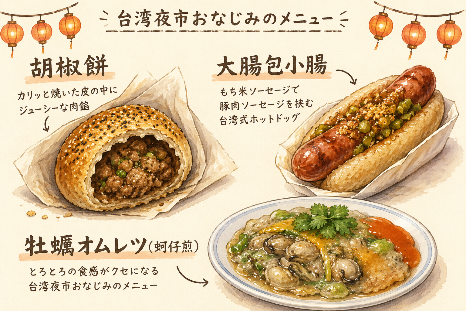 台湾夜市おなじみのメニュー